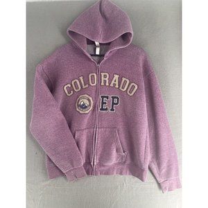 Colorado Hoodie Sweater Womens Large Full Zip Fleece Embroidered Rocky Mountains